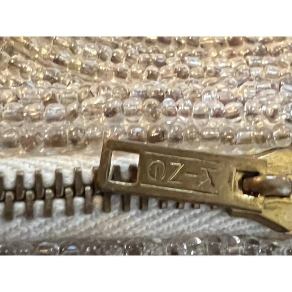 RARE Vtg Beaded Slipper Coin Purse Lipstick Holder Zippered Silk Lining Japan 5" - Picture 6 of 11